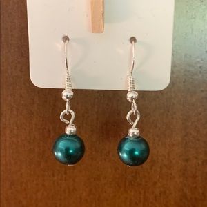 Green Pearl dangle earrings